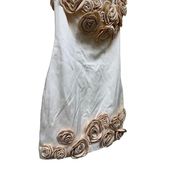 NEW Atoir REVOLVE Rosalie Gold Cream Mini Dress Sze 4 Rosette Off Shoulder Ivory - Picture 4 of 16